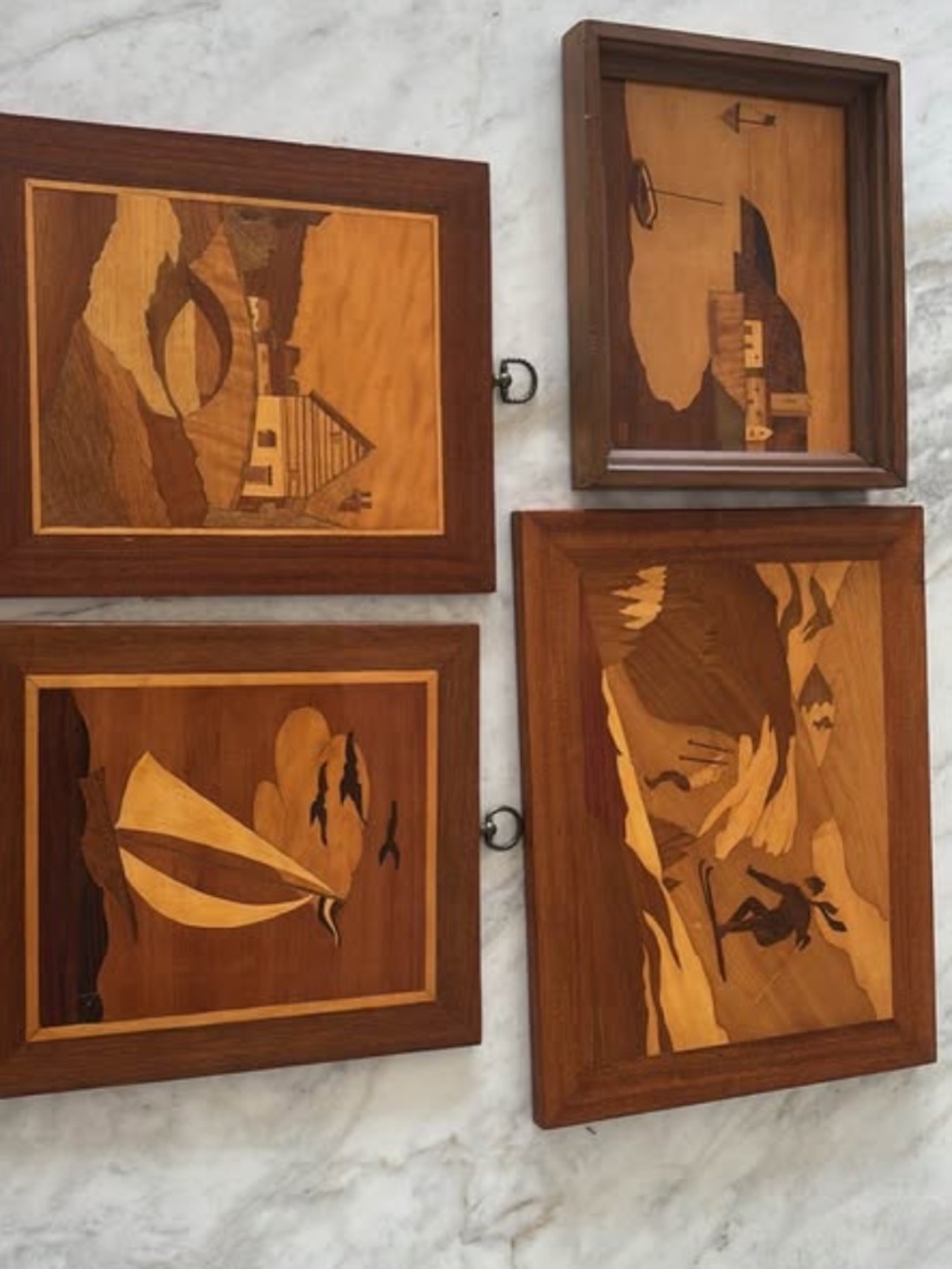 Complete Vintage Jeff Nelson Wood Marquetry Plaque Set (1975–1978) 4yrChronologi
